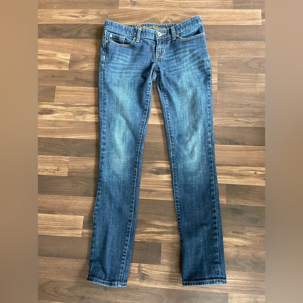 Gap premium skinny- but really almost straight leg.